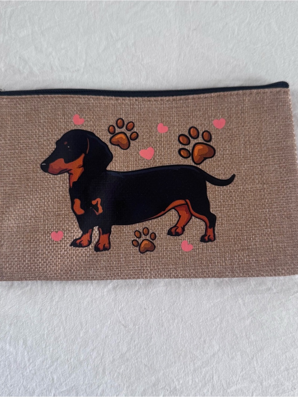 Dachshund Paw Print Dog Accessory Pouch - Brown